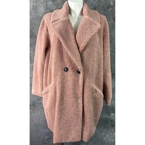 Lucky Brand Dusty Rose Fleece DbBd Wide Collar Slouchy Coat sz 2X (15589)